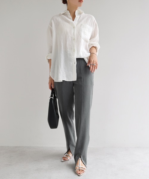 evernavy(エバーネイビー)の「スリットストレートパンツ(その他パンツ・レディース・ブラック/チャコールグレー・S/M/L)」の12枚目の写真