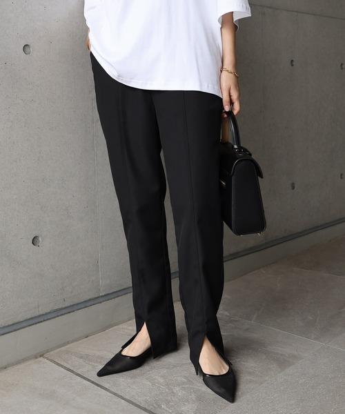 evernavy(エバーネイビー)の「スリットストレートパンツ(その他パンツ・レディース・ブラック/チャコールグレー・S/M/L)」の8枚目の写真