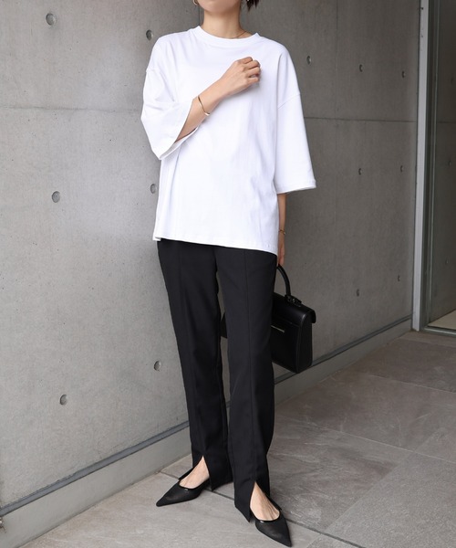 evernavy(エバーネイビー)の「スリットストレートパンツ(その他パンツ・レディース・ブラック/チャコールグレー・S/M/L)」の7枚目の写真