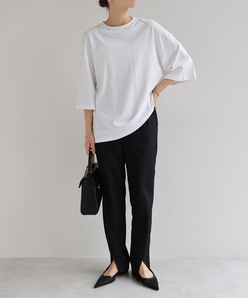 evernavy(エバーネイビー)の「スリットストレートパンツ(その他パンツ・レディース・ブラック/チャコールグレー・S/M/L)」の6枚目の写真