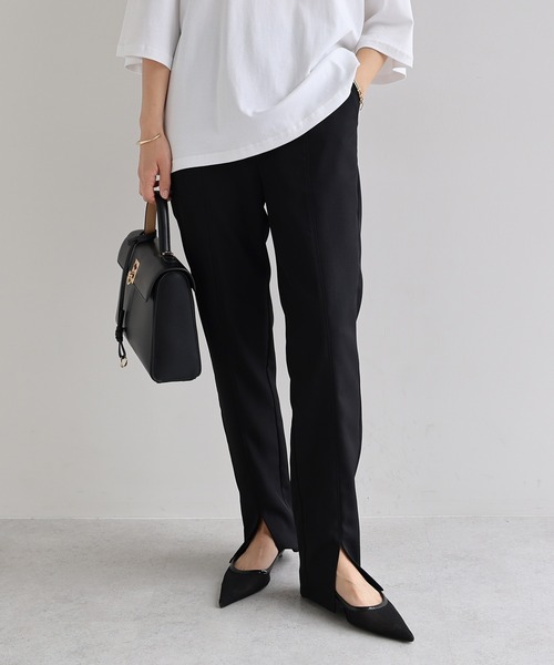 evernavy(エバーネイビー)の「スリットストレートパンツ(その他パンツ・レディース・ブラック/チャコールグレー・S/M/L)」の4枚目の写真