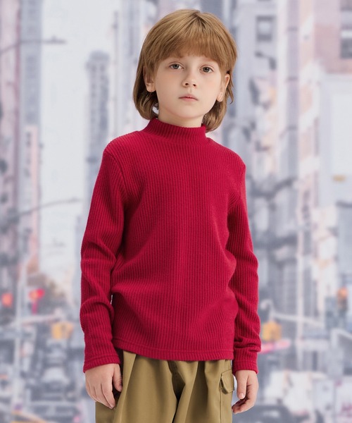 combimini（コンビミニ）の「ふわリブハイネック長袖Tシャツ（Tシャツ/カットソー・キッズ・レッド/ラベンダー/ブルー・120/110/140/130）」の3枚目の写真