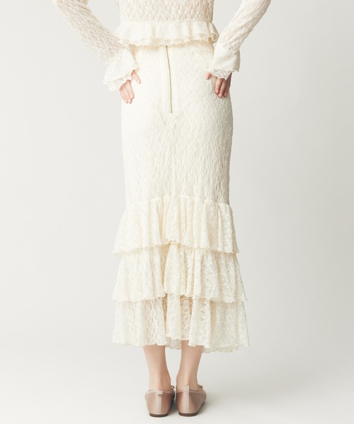 ME COUTURE（ミークチュール）の「ストレッチレースティアードスカート（スカート・レディース・ピンク/アイボリー・0/1）」の17枚目の写真