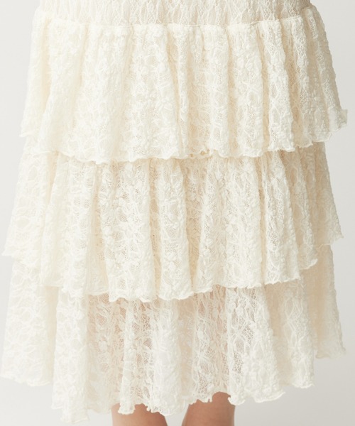 ME COUTURE（ミークチュール）の「ストレッチレースティアードスカート（スカート・レディース・ピンク/アイボリー・0/1）」の21枚目の写真