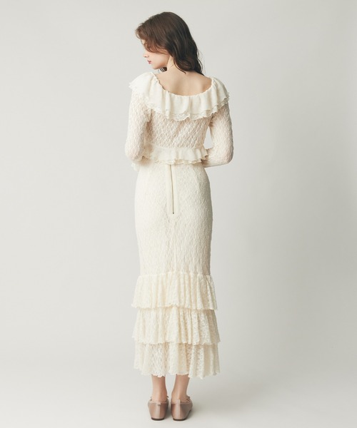 ME COUTURE（ミークチュール）の「ストレッチレースティアードスカート（スカート・レディース・ピンク/アイボリー・0/1）」の9枚目の写真