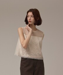 GRACE CONTINENTAL（グレースコンチネンタル）の「ビーズ刺繍トップ（Tシャツ/カットソー）」