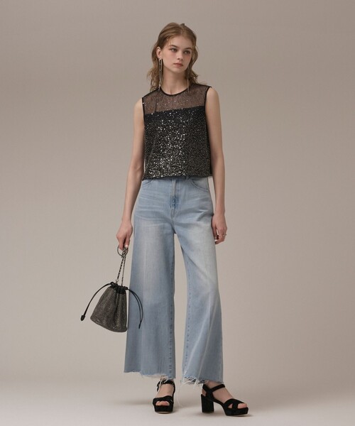 GRACE CONTINENTAL(グレースコンチネンタル)の「ビーズ刺繍トップ(Tシャツ/カットソー・レディース・ベージュ/ブラック・36)」の13枚目の写真