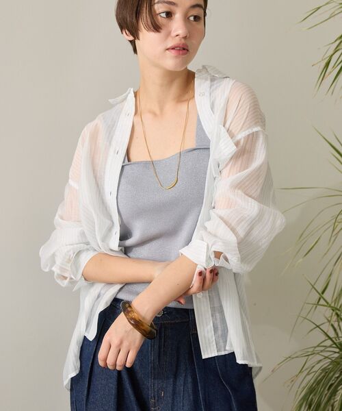 AMERICAN HOLIC（アメリカンホリック）の「ラメニットタンクトップ（タンクトップ・レディース・サックスブルー/ブラック/ブラウン/ライトベージュ・L/M）」の16枚目の写真