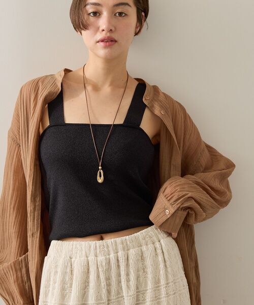 AMERICAN HOLIC（アメリカンホリック）の「ラメニットタンクトップ（タンクトップ・レディース・サックスブルー/ブラック/ブラウン/ライトベージュ・L/M）」の18枚目の写真