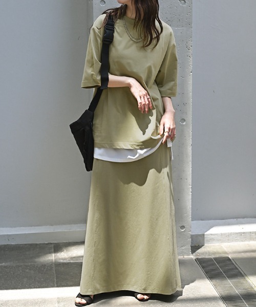 HUG.U(ハグユー)の「「夏だってロングを着たい」 Aラインスカート < 接触冷感 >(スカート・レディース・ブラック/オリーブ/モカ/ダークグレー/ネイビー・FREE)」の11枚目の写真