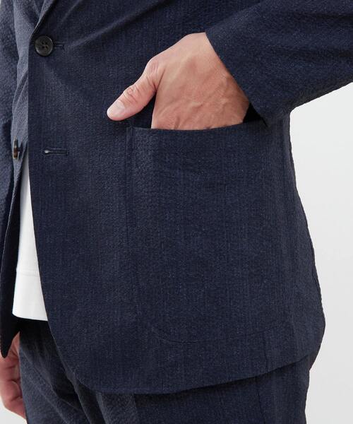MEN'S MELROSE(メンズメルローズ)の「プリントテックサッカーイージージャケット(セットアップ可)(テーラードジャケット・メンズ・ライトグレー/ネイビー/チャコールグレー・4/5/3)」の6枚目の写真
