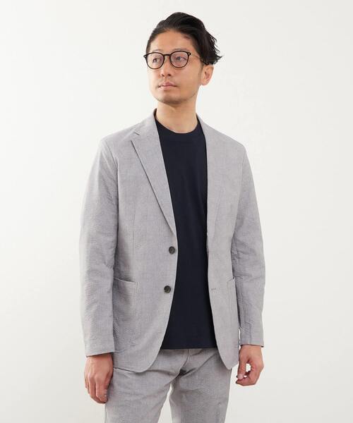 MEN'S MELROSE(メンズメルローズ)の「プリントテックサッカーイージージャケット(セットアップ可)(テーラードジャケット・メンズ・ライトグレー/ネイビー/チャコールグレー・4/5/3)」の18枚目の写真