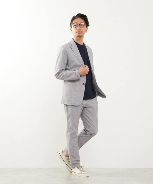 MEN'S MELROSE(メンズメルローズ)の「プリントテックサッカーイージージャケット(セットアップ可)(テーラードジャケット・メンズ・ライトグレー/ネイビー/チャコールグレー・4/5/3)」の7枚目の写真