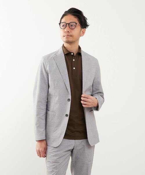 MEN'S MELROSE(メンズメルローズ)の「プリントテックサッカーイージージャケット(セットアップ可)(テーラードジャケット・メンズ・ライトグレー/ネイビー/チャコールグレー・4/5/3)」の15枚目の写真