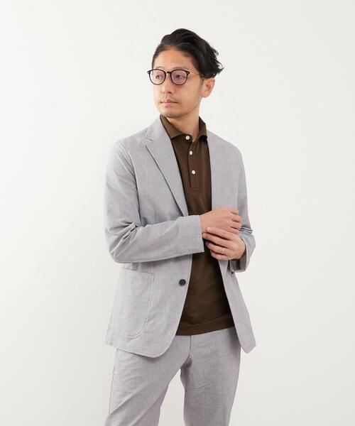 MEN'S MELROSE(メンズメルローズ)の「プリントテックサッカーイージージャケット(セットアップ可)(テーラードジャケット・メンズ・ライトグレー/ネイビー/チャコールグレー・4/5/3)」の4枚目の写真
