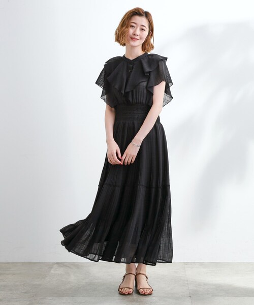 grove（グローブ）の「夏の主役シフォンプリントプリーツワンピース（ワンピース・レディース・ブラック系その他/ブラウン系その他2/サックスブルー系/ブラック系1・02/03/01/04/05）」の3枚目の写真