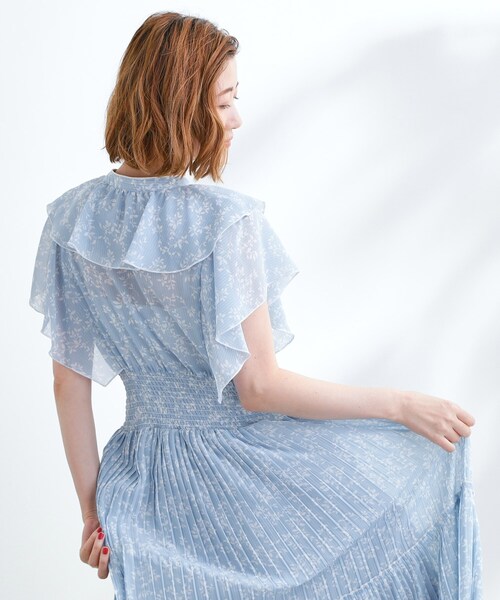 grove（グローブ）の「夏の主役シフォンプリントプリーツワンピース（ワンピース・レディース・ブラック系その他/ブラウン系その他2/サックスブルー系/ブラック系1・02/03/01/04/05）」の6枚目の写真