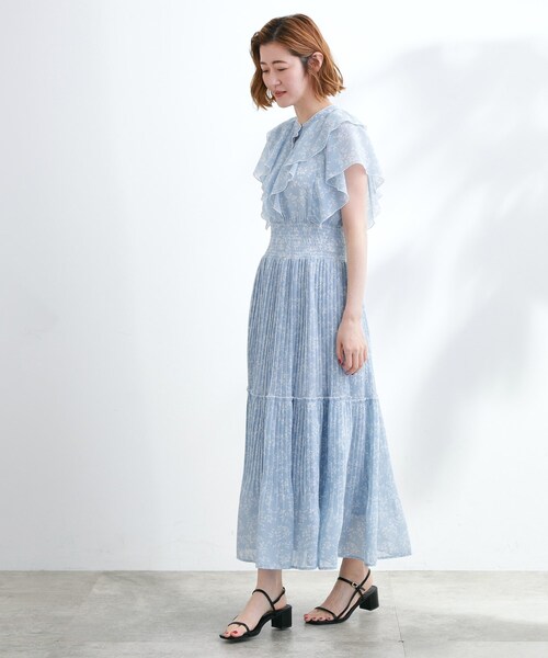 grove（グローブ）の「夏の主役シフォンプリントプリーツワンピース（ワンピース・レディース・ブラック系その他/ブラウン系その他2/サックスブルー系/ブラック系1・02/03/01/04/05）」の7枚目の写真