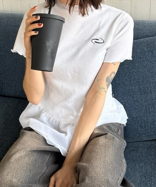 tシャツ スピンロゴフリルトップス レディース セール】スピンロゴフリルトップス（Tシャツ/カットソー