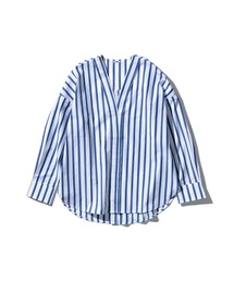 PUEBCO（プエブコ）の「COTTON STRIPE SHIRT / V NECK Blue M（シャツ/ブラウス）」