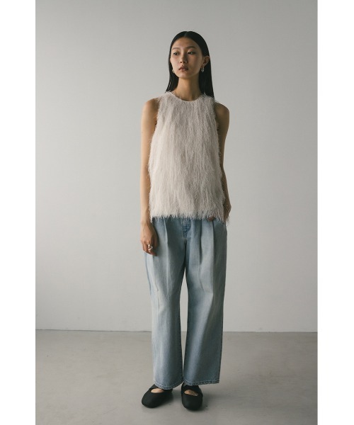 STYLEMIXER（スタイルミキサー）の「フリンジルーズトップ（タンクトップ・レディース・アイボリー/ブラック/サックスブルー・FREE）」の12枚目の写真