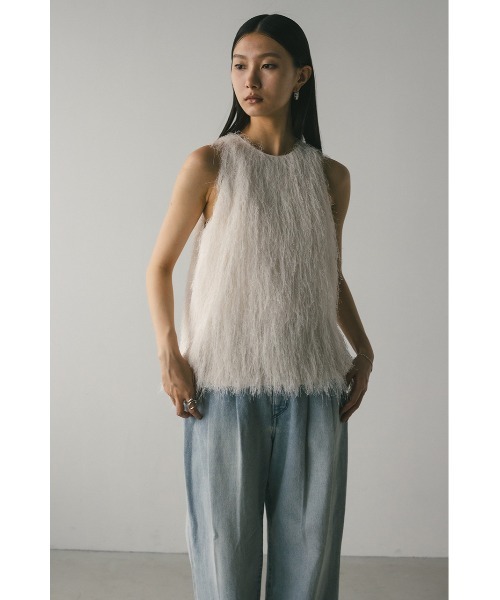 STYLEMIXER（スタイルミキサー）の「フリンジルーズトップ（タンクトップ・レディース・アイボリー/ブラック/サックスブルー・FREE）」の13枚目の写真