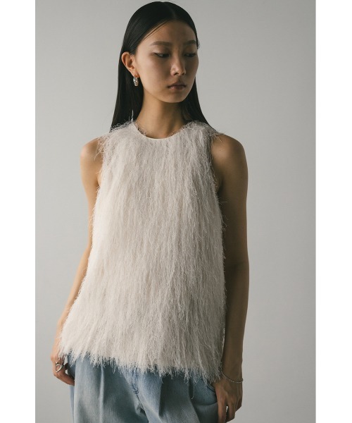 STYLEMIXER（スタイルミキサー）の「フリンジルーズトップ（タンクトップ・レディース・アイボリー/ブラック/サックスブルー・FREE）」の14枚目の写真
