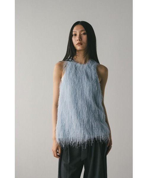 STYLEMIXER（スタイルミキサー）の「フリンジルーズトップ（タンクトップ・レディース・アイボリー/ブラック/サックスブルー・FREE）」の4枚目の写真