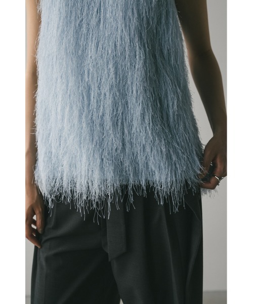 STYLEMIXER（スタイルミキサー）の「フリンジルーズトップ（タンクトップ・レディース・アイボリー/ブラック/サックスブルー・FREE）」の7枚目の写真