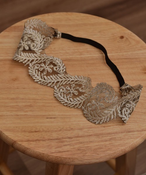 resonance】レース刺繍 クラシカルデザイン ヘアバンド【7
