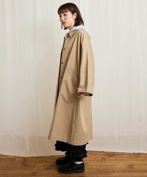 fig London(フィグロンドン)の「Gabardine Phebe coat(ステンカラーコート・レディース・カーキ/ベージュ・FREE)」の6枚目の写真