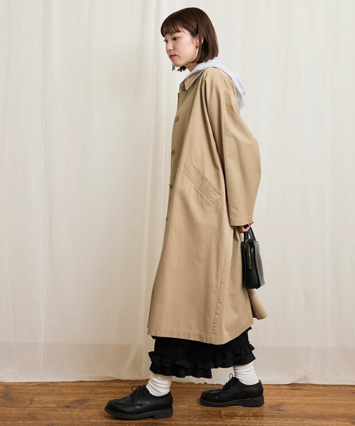 fig London(フィグロンドン)の「Gabardine Phebe coat(ステンカラーコート・レディース・カーキ/ベージュ・FREE)」の22枚目の写真