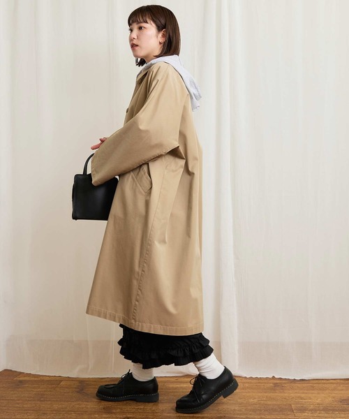 fig London(フィグロンドン)の「Gabardine Phebe coat(ステンカラーコート・レディース・カーキ/ベージュ・FREE)」の20枚目の写真