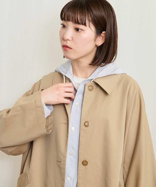 fig London(フィグロンドン)の「Gabardine Phebe coat(ステンカラーコート・レディース・カーキ/ベージュ・FREE)」の16枚目の写真