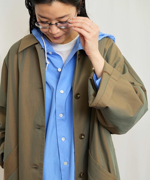 fig London(フィグロンドン)の「Gabardine Phebe coat(ステンカラーコート・レディース・カーキ/ベージュ・FREE)」の18枚目の写真