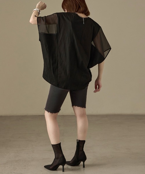 Fashion Letter(ファッションレター)の「オーガンジースリーブ コクーンプルオーバー(Tシャツ/カットソー・レディース・カーキ/グレイッシュベージュ/ブラック/オフホワイト・M)」の10枚目の写真