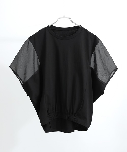 Fashion Letter(ファッションレター)の「オーガンジースリーブ コクーンプルオーバー(Tシャツ/カットソー・レディース・カーキ/グレイッシュベージュ/ブラック/オフホワイト・M)」の12枚目の写真