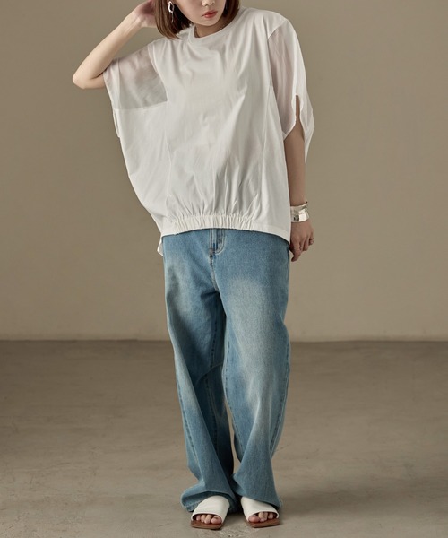 Fashion Letter(ファッションレター)の「オーガンジースリーブ コクーンプルオーバー(Tシャツ/カットソー・レディース・カーキ/グレイッシュベージュ/ブラック/オフホワイト・M)」の14枚目の写真