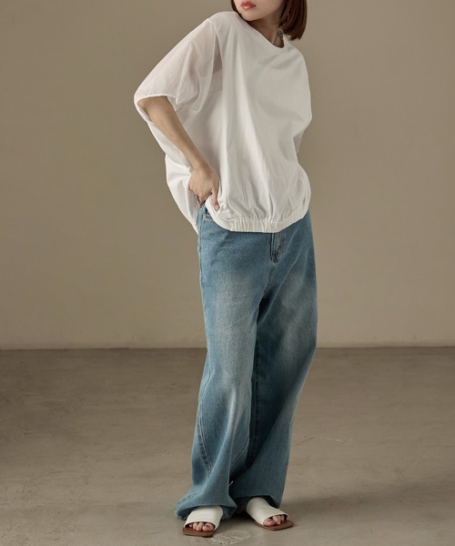 Fashion Letter(ファッションレター)の「オーガンジースリーブ コクーンプルオーバー(Tシャツ/カットソー・レディース・カーキ/グレイッシュベージュ/ブラック/オフホワイト・M)」の16枚目の写真