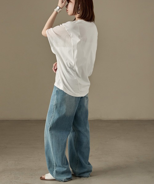 Fashion Letter(ファッションレター)の「オーガンジースリーブ コクーンプルオーバー(Tシャツ/カットソー・レディース・カーキ/グレイッシュベージュ/ブラック/オフホワイト・M)」の17枚目の写真