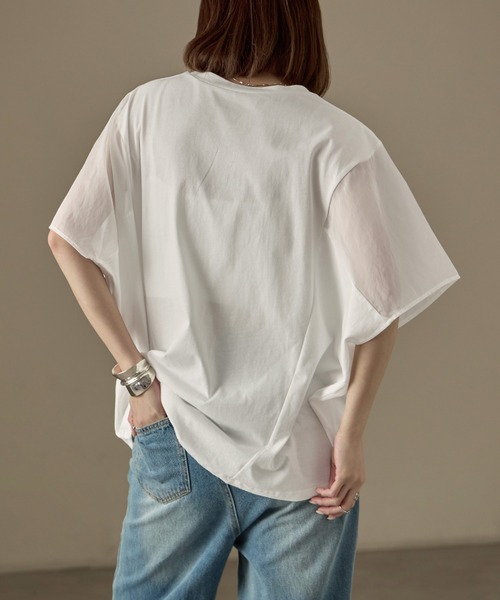 Fashion Letter(ファッションレター)の「オーガンジースリーブ コクーンプルオーバー(Tシャツ/カットソー・レディース・カーキ/グレイッシュベージュ/ブラック/オフホワイト・M)」の18枚目の写真