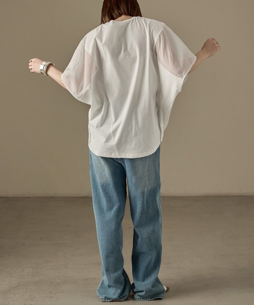 Fashion Letter(ファッションレター)の「オーガンジースリーブ コクーンプルオーバー(Tシャツ/カットソー・レディース・カーキ/グレイッシュベージュ/ブラック/オフホワイト・M)」の19枚目の写真