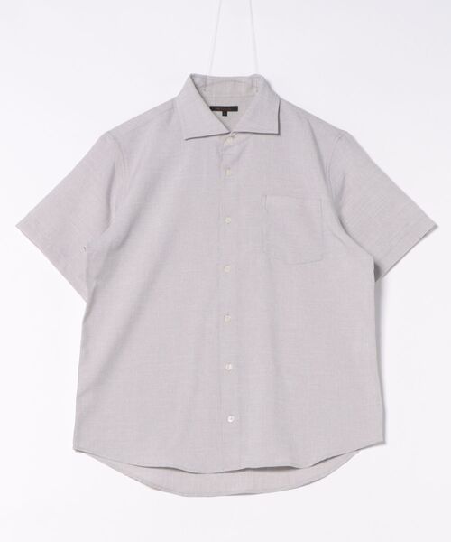 m.f.editorial（エムエフエディトリアル）の「【ウォッシャブル】m.f.エディトリアル メンズ TechLinen カッタウェイ 半袖シャツ（シャツ/ブラウス・メンズ・ライトグレー/ネイビー・MEDIUM/LARGE/X-LARGE）」の14枚目の写真