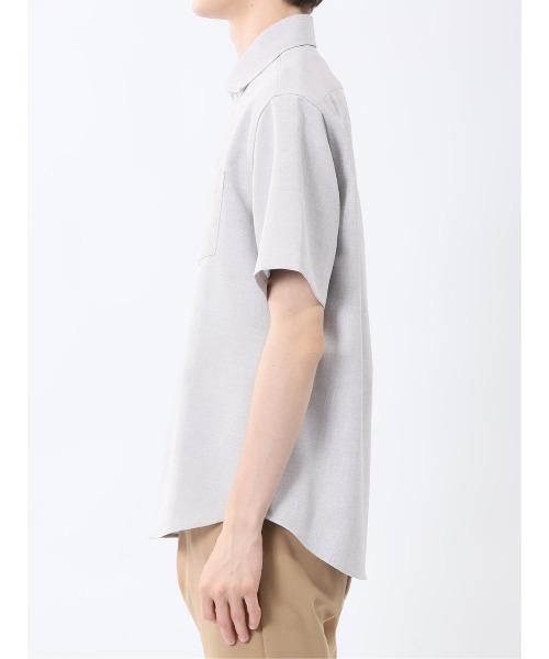 m.f.editorial（エムエフエディトリアル）の「【ウォッシャブル】m.f.エディトリアル メンズ TechLinen カッタウェイ 半袖シャツ（シャツ/ブラウス・メンズ・ライトグレー/ネイビー・MEDIUM/LARGE/X-LARGE）」の16枚目の写真