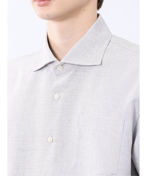 m.f.editorial（エムエフエディトリアル）の「【ウォッシャブル】m.f.エディトリアル メンズ TechLinen カッタウェイ 半袖シャツ（シャツ/ブラウス・メンズ・ライトグレー/ネイビー・MEDIUM/LARGE/X-LARGE）」の18枚目の写真