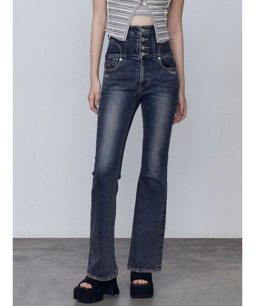 EMODA スーパーハイウエストフレアパギンス EMODA（エモダ）の「スーパーハイウエストフレアパギンス