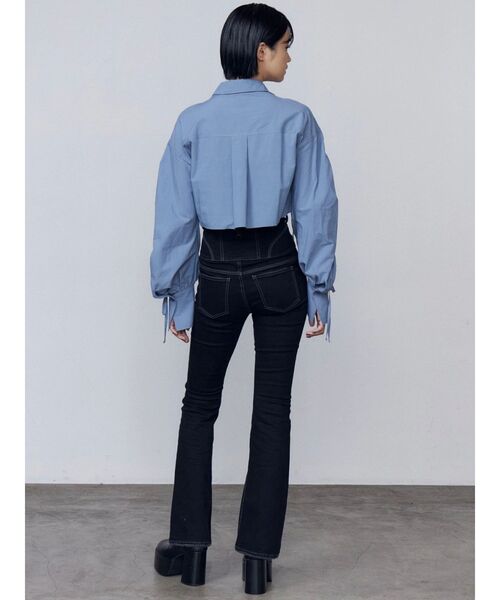 EMODA（エモダ）の「スーパーハイウエストフレアパギンス（デニムパンツ・レディース・ブルー/ブラック・MEDIUM/SMALL/X-SMALL）」の9枚目の写真