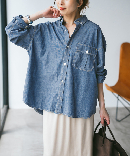 Spick & Span（スピックアンドスパン）の「Levi’s/リーバイス 別注SMU LS ZANDT CROPPED SHIRT（シャツ/ブラウス・レディース・ブルー・X-SMALL/MEDIUM）」の14枚目の写真