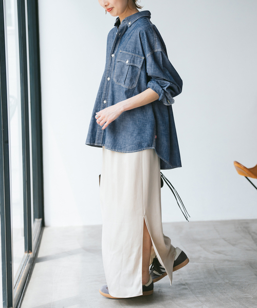 Spick & Span（スピックアンドスパン）の「Levi’s/リーバイス 別注SMU LS ZANDT CROPPED SHIRT（シャツ/ブラウス・レディース・ブルー・X-SMALL/MEDIUM）」の17枚目の写真