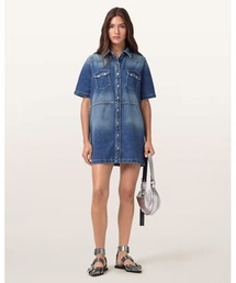 デニムワンピース デニムジャケット ミニワンピース」に該当する